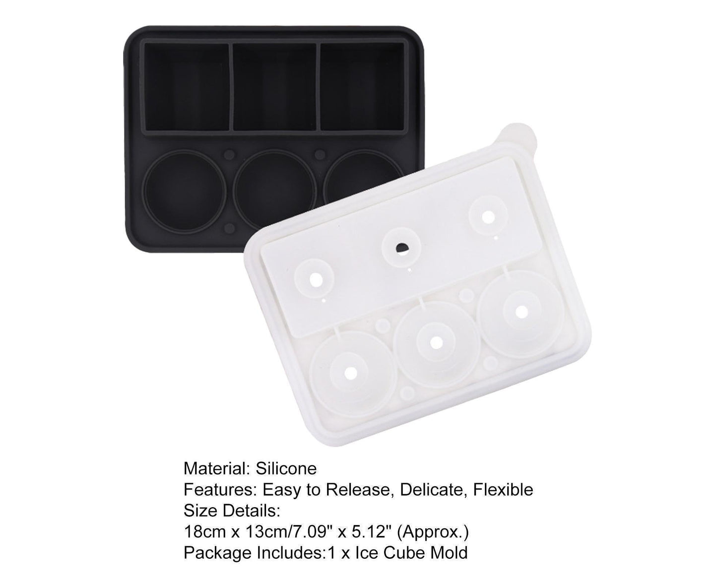 Ice Cube Mold Food Grade Quick Release Silicone Funnel Design Ice Ball Mold for Whiskey-Black