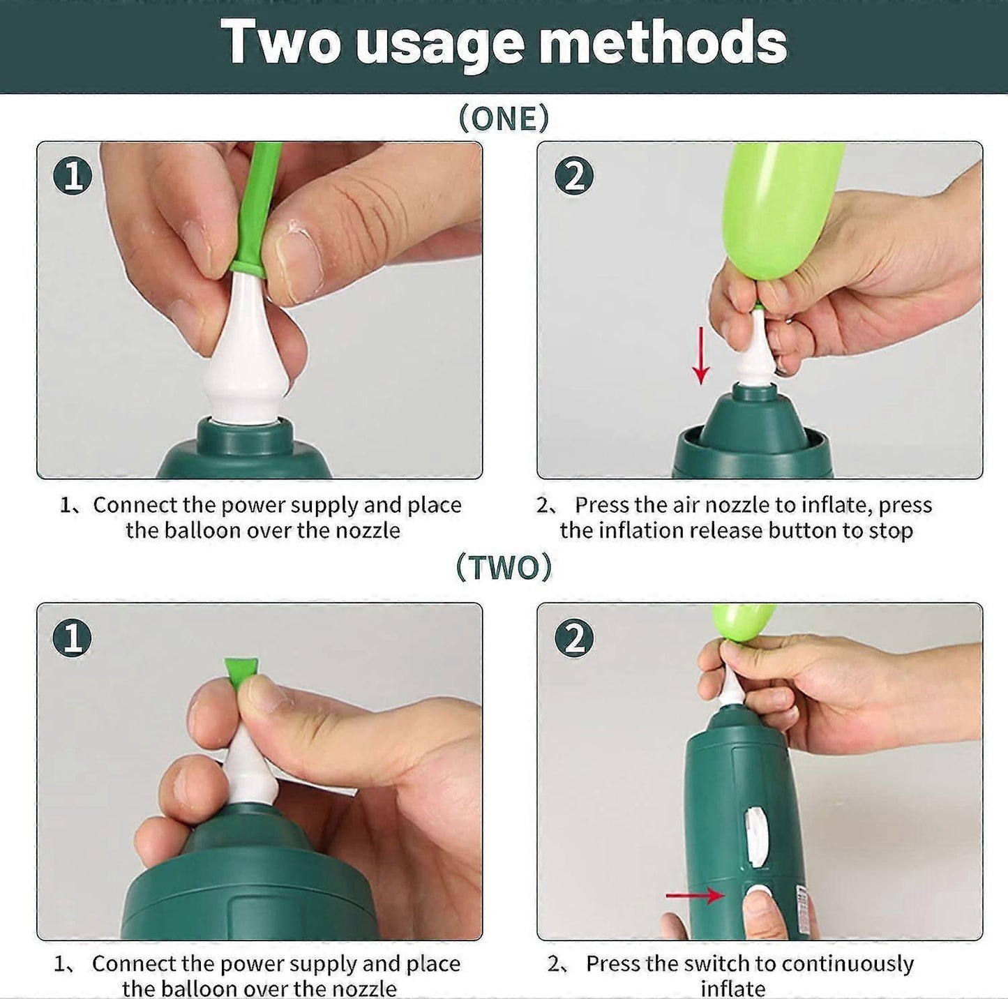 Electric Balloon Pump 30W Portable Air Inflator for Long Balloons Party