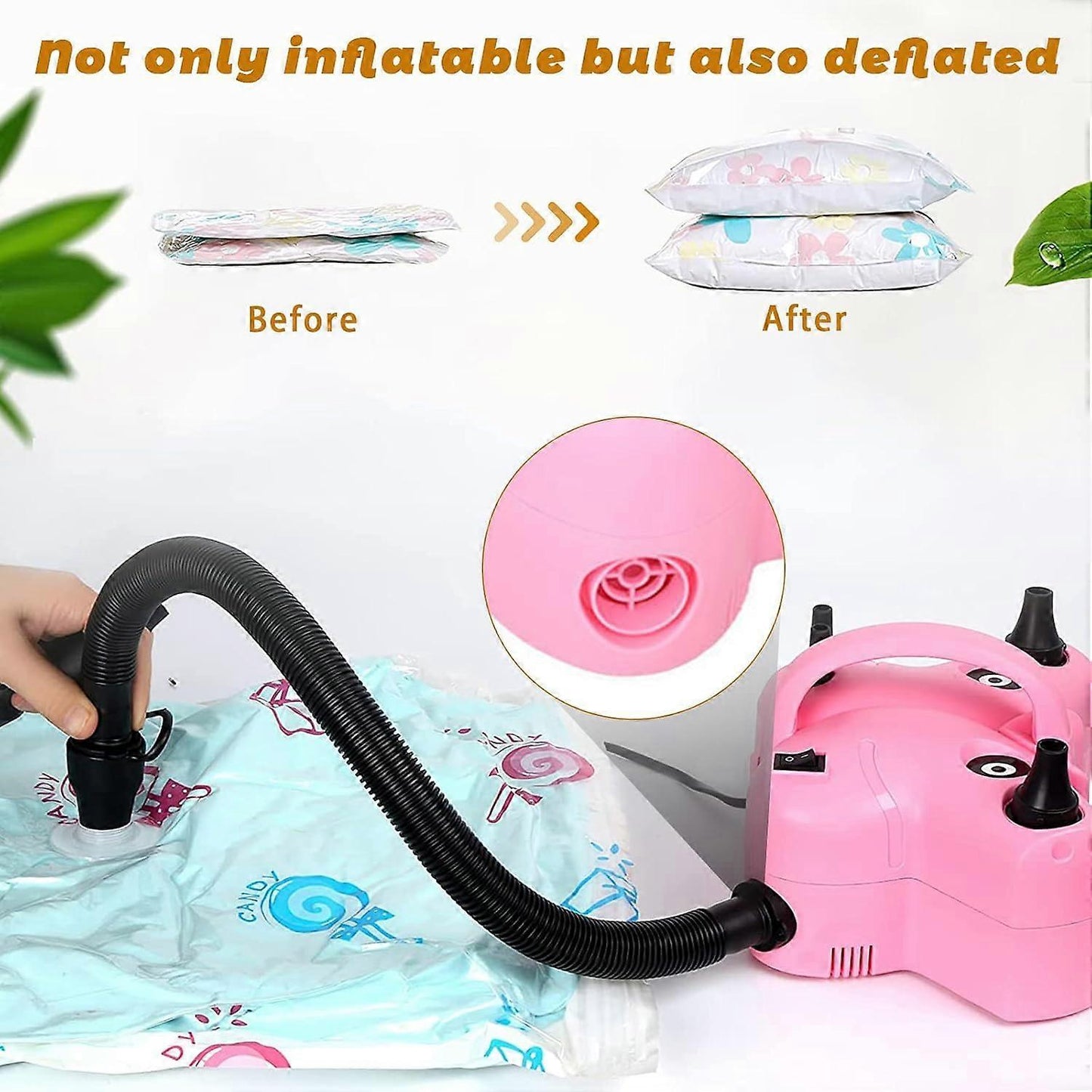 Electric Balloon Pump Double Nozzle Air Inflator for Balloons & Inflatable Beds