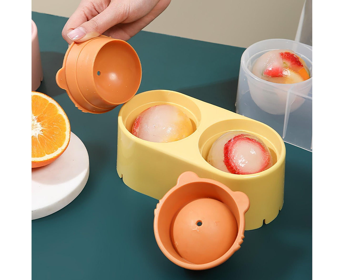 Ice Mould Anti-corrosion Fine Workmanship BPA Free Whiskey Ice Cube Ball DIY Mould for Bar-Yellow