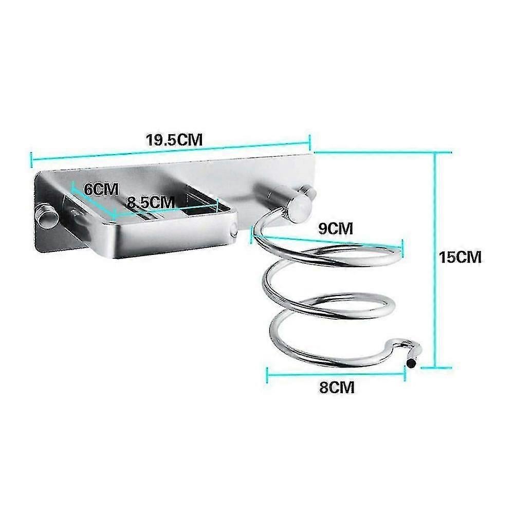 Aluminum Hair Dryer Holder Wall Mounted Organizer Rack