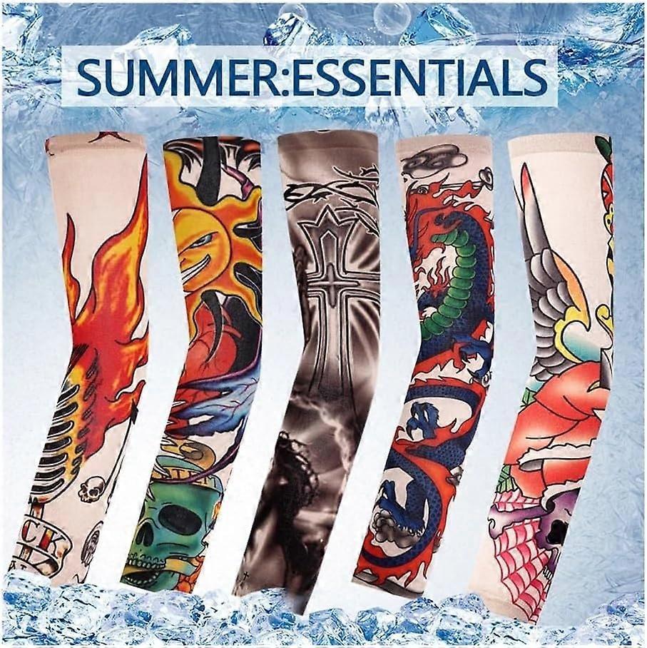 12PCS Flower Tattoo Arm Sleeves UV Cooling Stretch Summer Cover