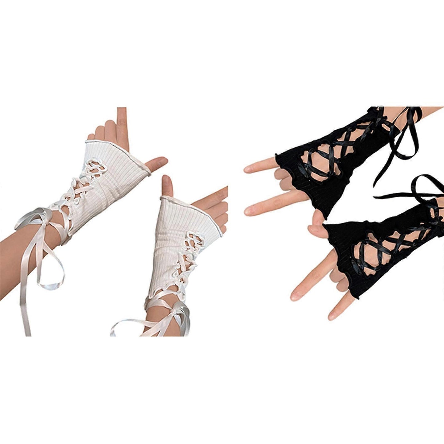 JK Lolita Y2K Arm Sleeves Arm Cuffs Fashion Warmers Black