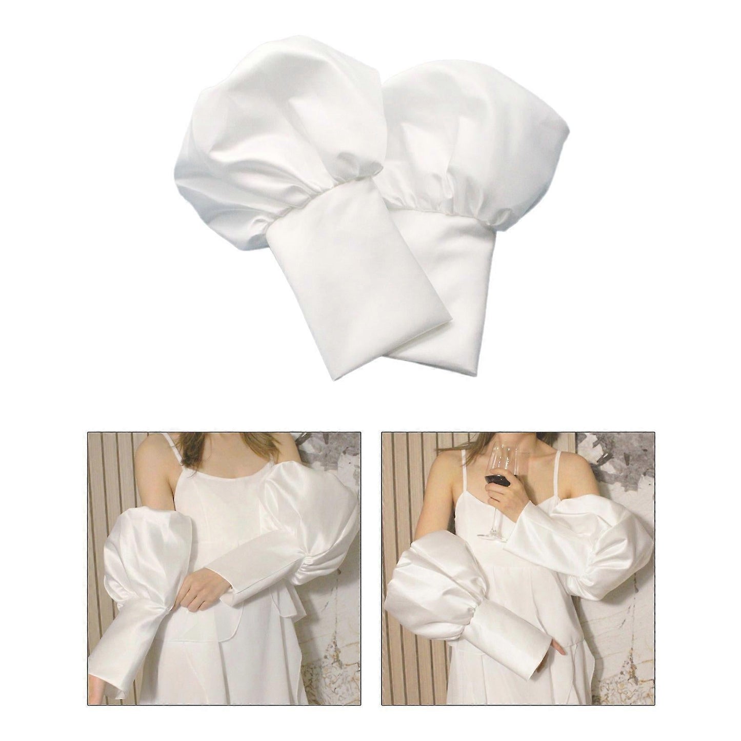 Detachable Wedding Arm Sleeves White Ruffle Bridal Gloves