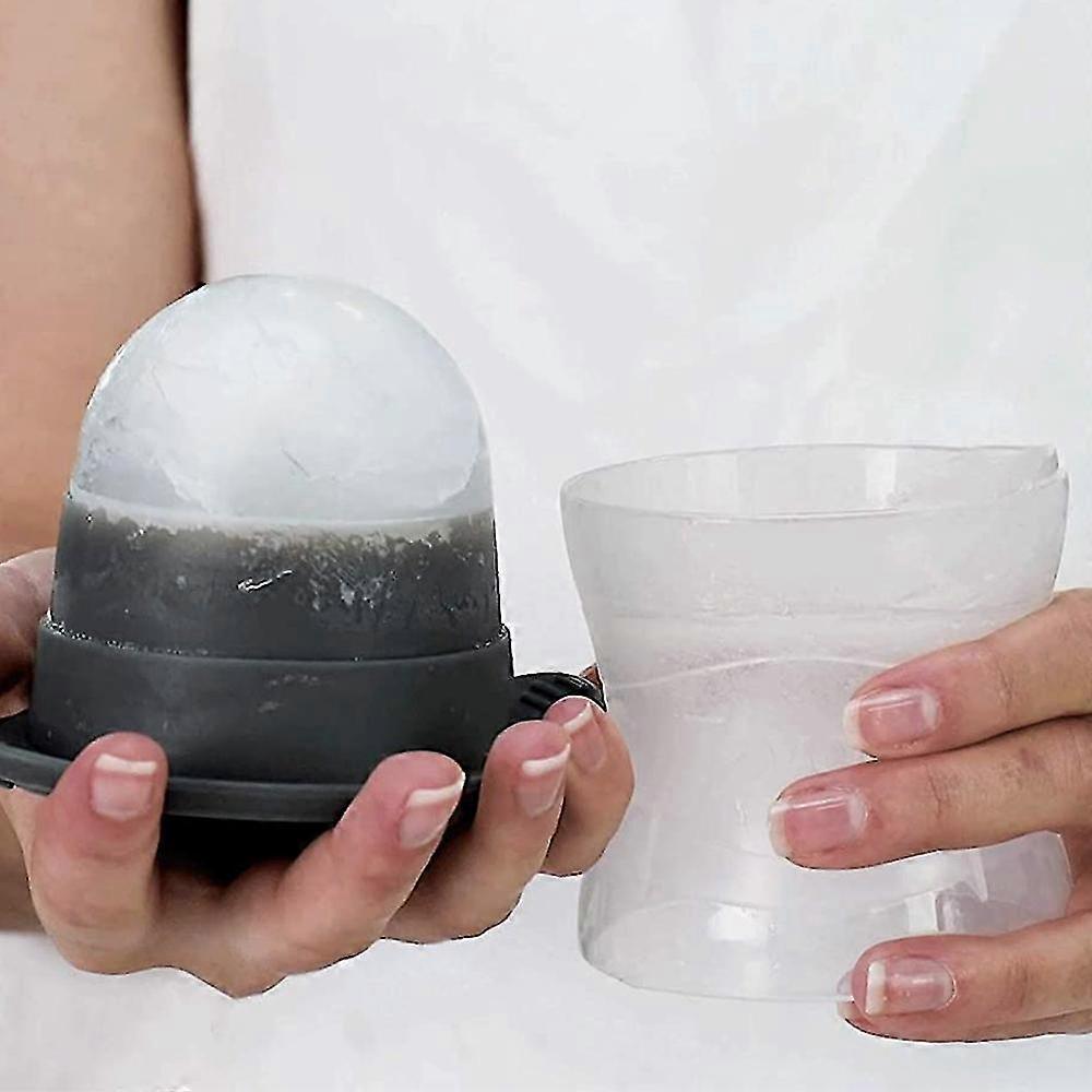 2Pcs Sphere Ice Cube Molds Large Silicone Ice Ball Maker Round Tray Set