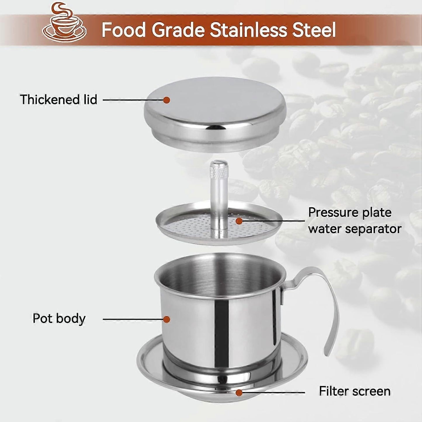 Vietnamese Coffee Filter Stainless Steel Single Drip Coffee Maker Brewer
