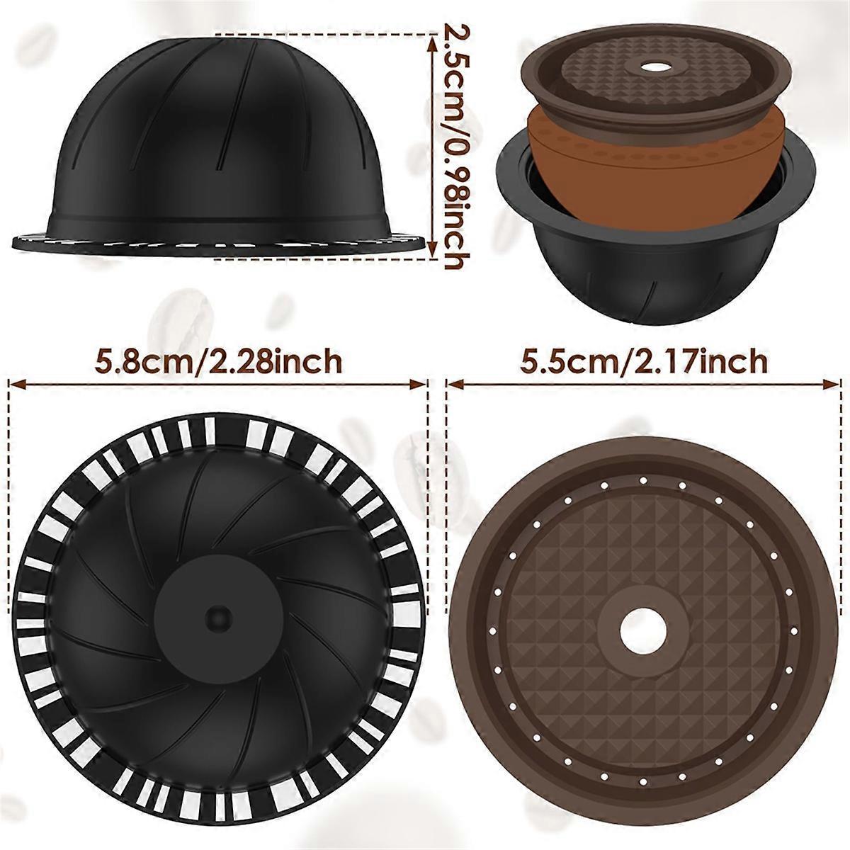 5Pcs Reusable Vertuo Coffee Pods with 2 Silicone Lids Spoon and Cleaning Brush