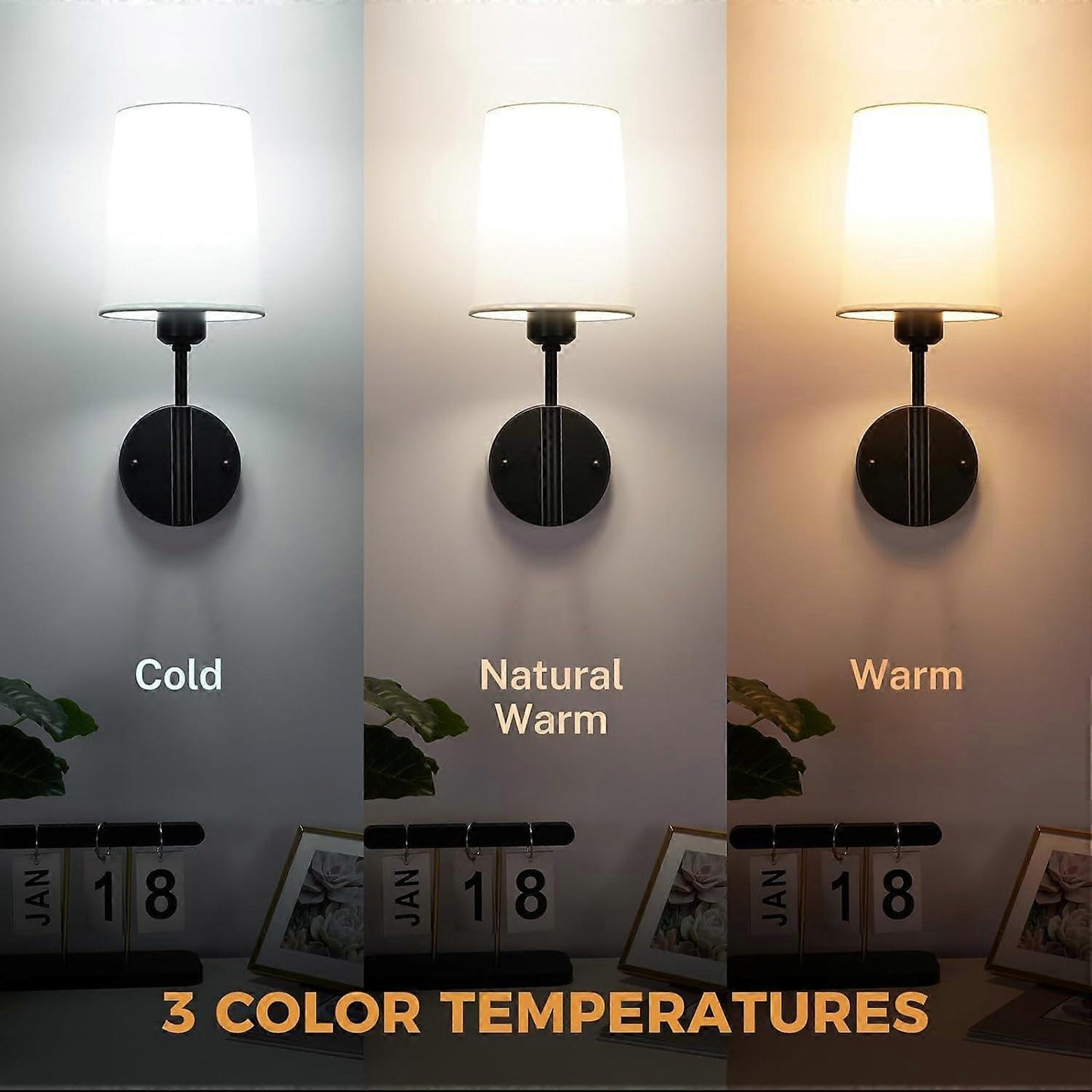 Battery Operated Wall Sconce Set of 2, LED, 13000mAh Rechargeable, Remote Dimmable