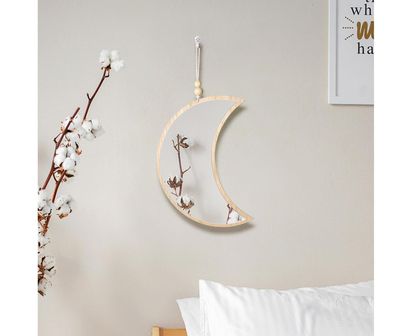 Moon Shape Mirror Decor for Bedroom-Natural