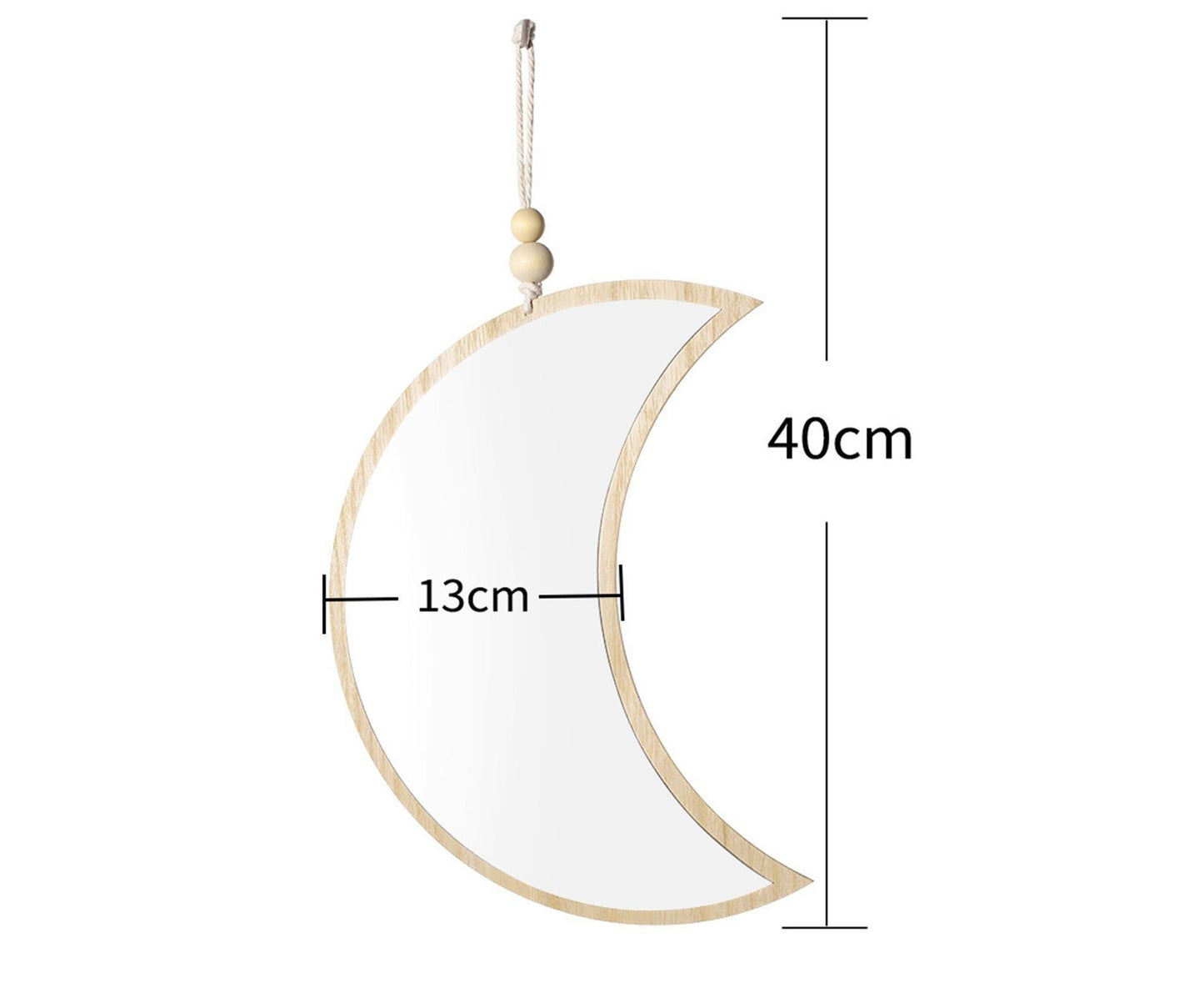 Moon Shape Mirror Decor for Bedroom-Natural