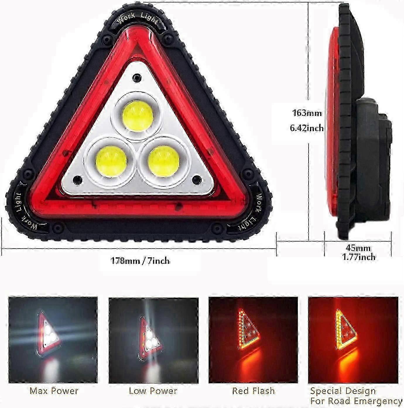LED Emergency Warning Triangle, Portable USB Rechargeable 4 Light Modes