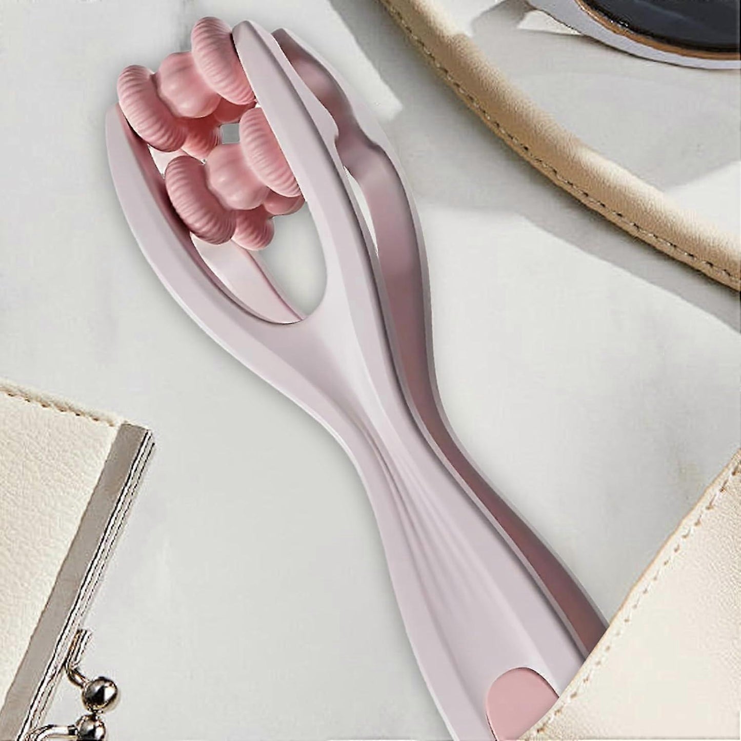 Hand Massage Roller Double Ball Design, Pink Hand Massager Tool