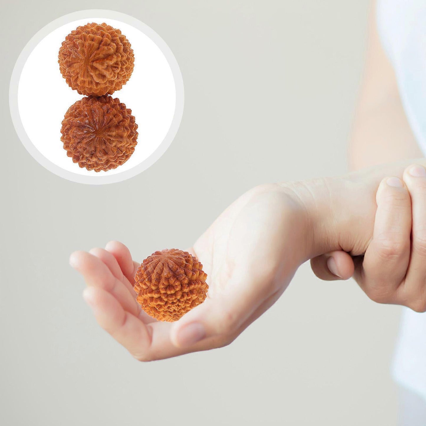 Wooden Hand Massage Balls 2PCS, Durian Shape Rolling Massager