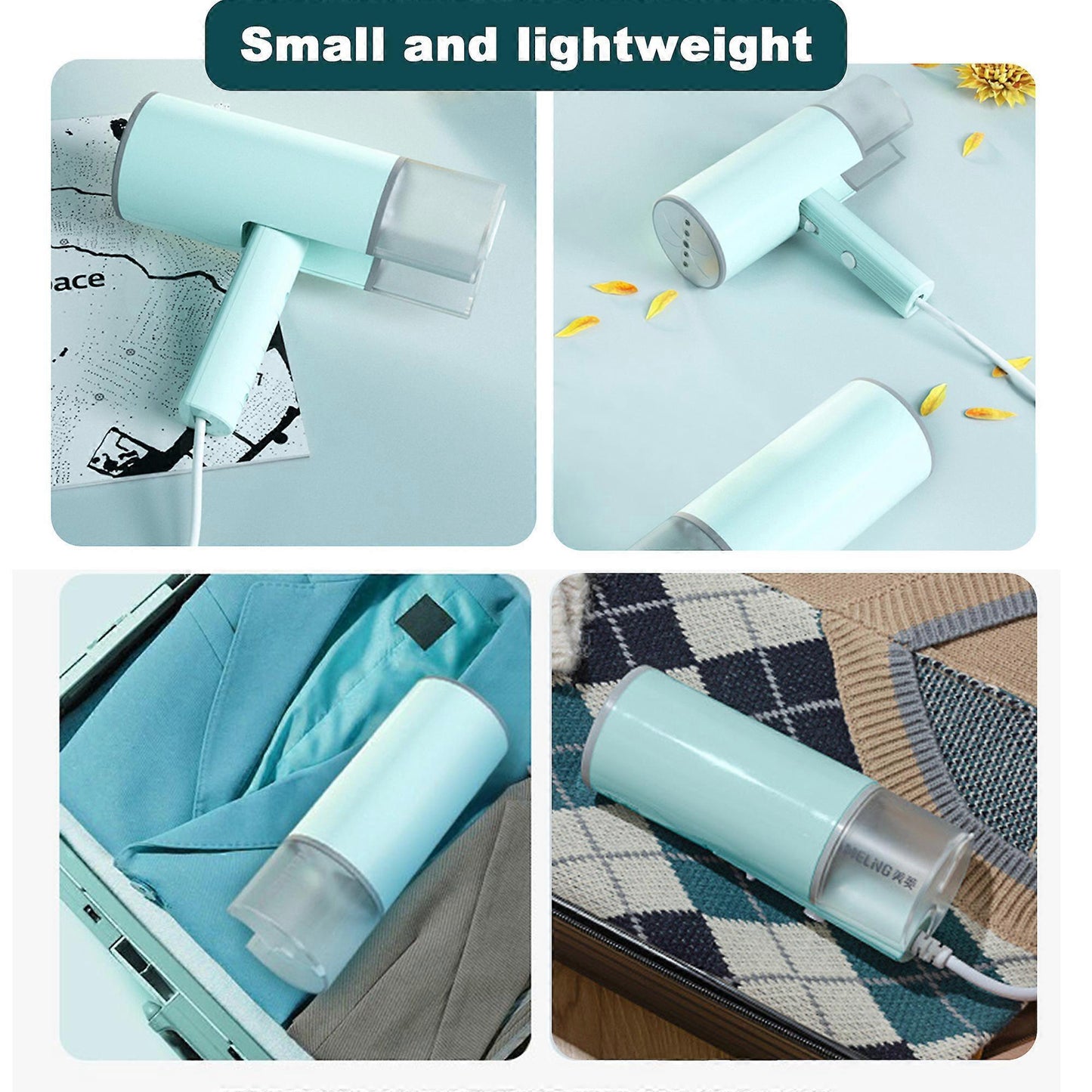 800W Foldable Handheld Travel Clothes Steamer 4.7oz Tank Quick Steam Green