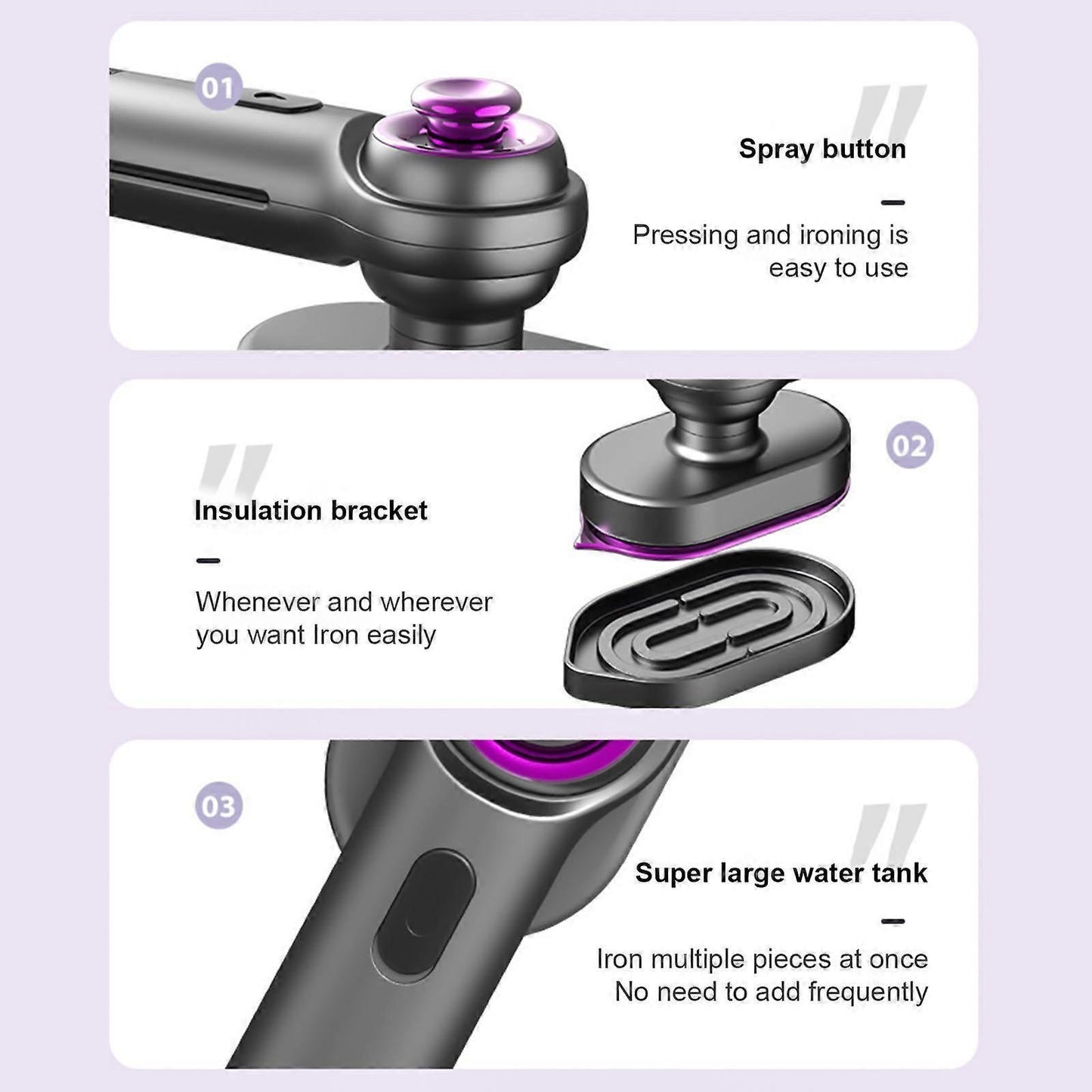 Rotatable Handheld Steamer Iron for Clothes Portable Travel Garment Iron