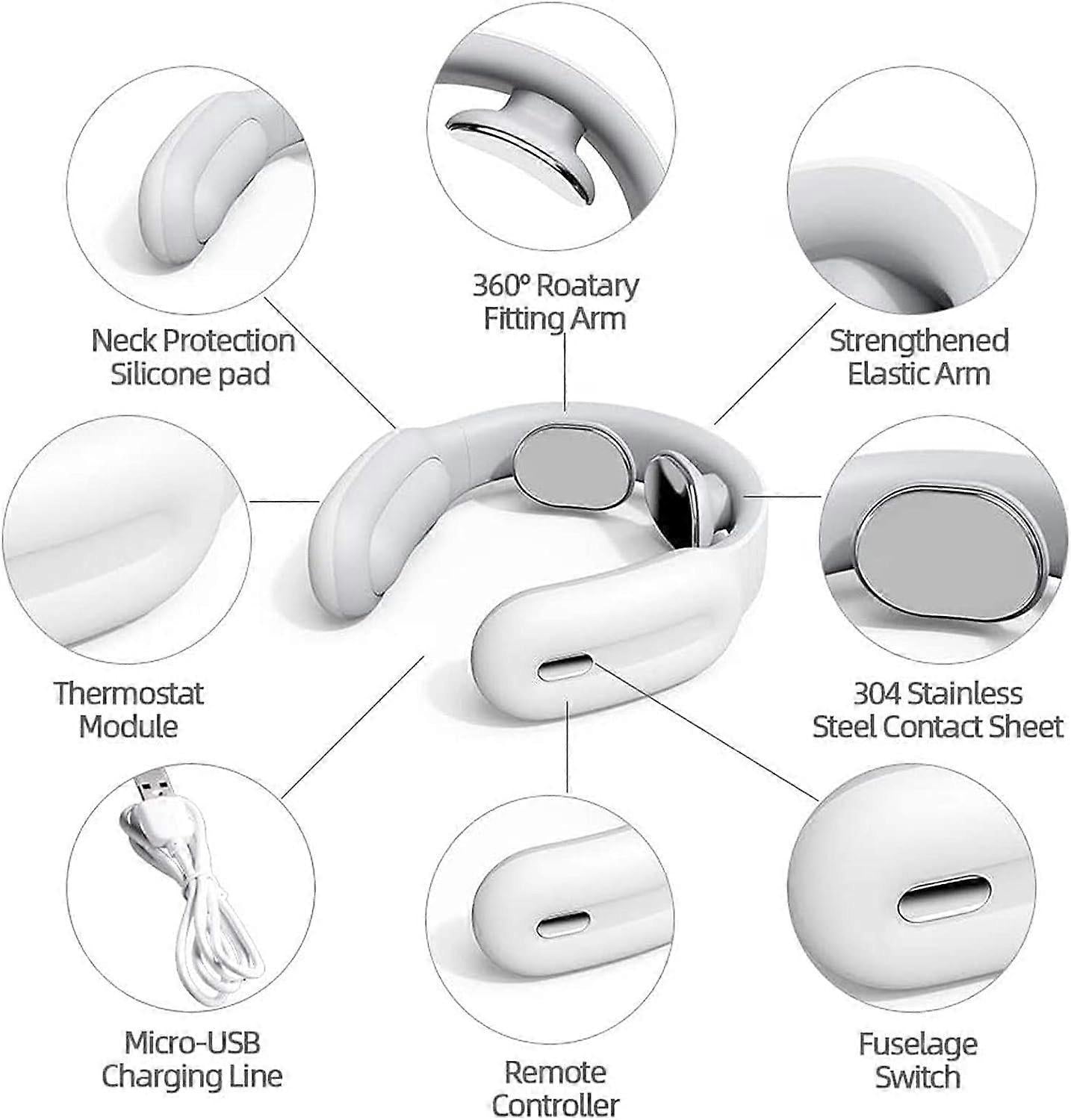 Intelligent Neck Massager with Heat Cordless 3 Modes 15 Levels Deep Relaxation Massage