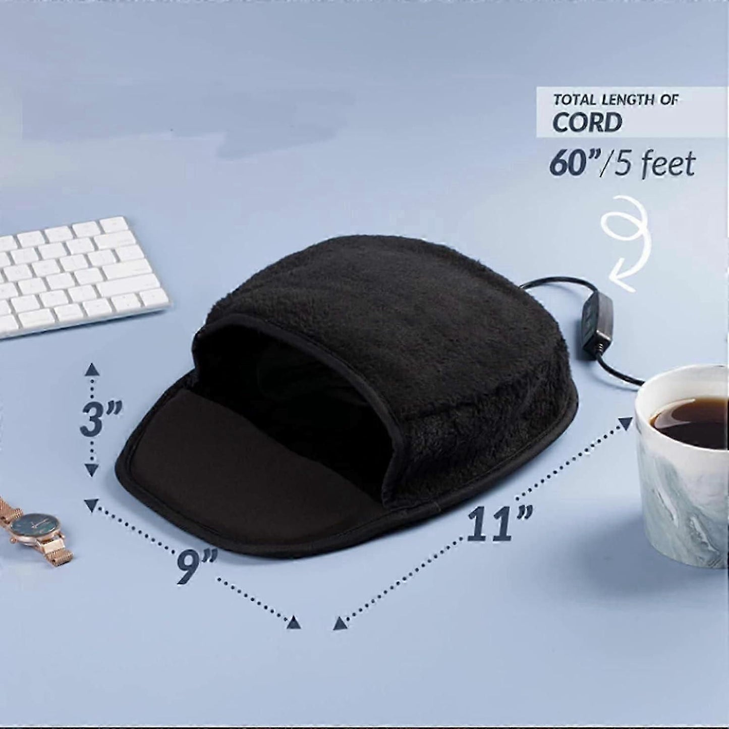 USB Electric Heated Mouse Pad Hand Warmer - Reusable, 3 Temperatures