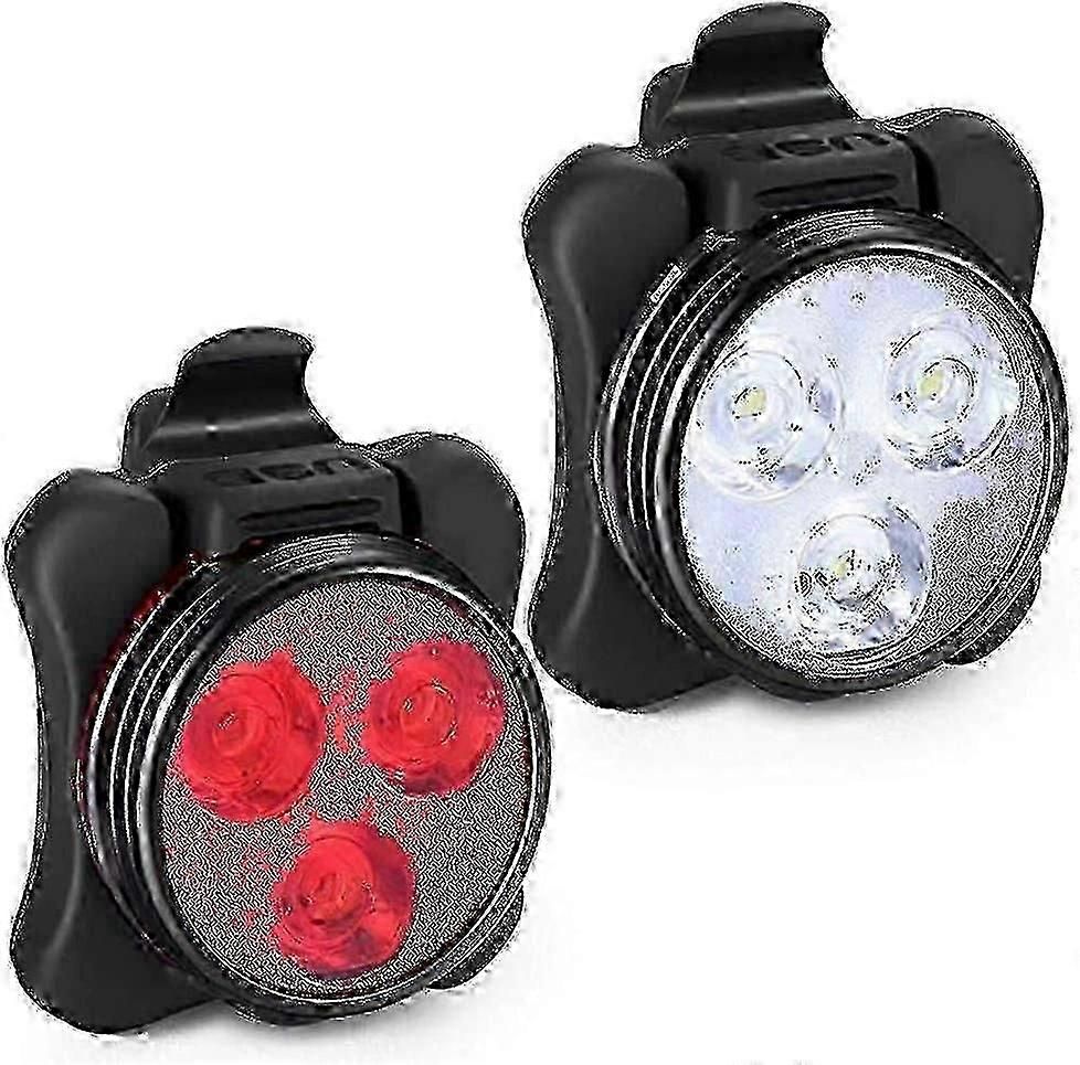 USB Rechargeable Bike Light Set - Front & Rear, 4 Modes