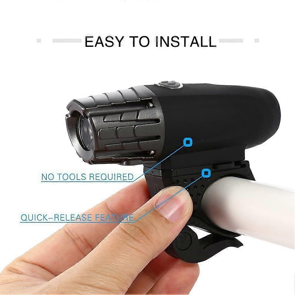 USB Rechargeable Front & Rear Bike Lights - Waterproof, 4 Lighting Modes
