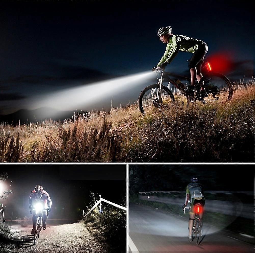 USB Rechargeable Front & Rear Bike Lights - Waterproof, 4 Lighting Modes