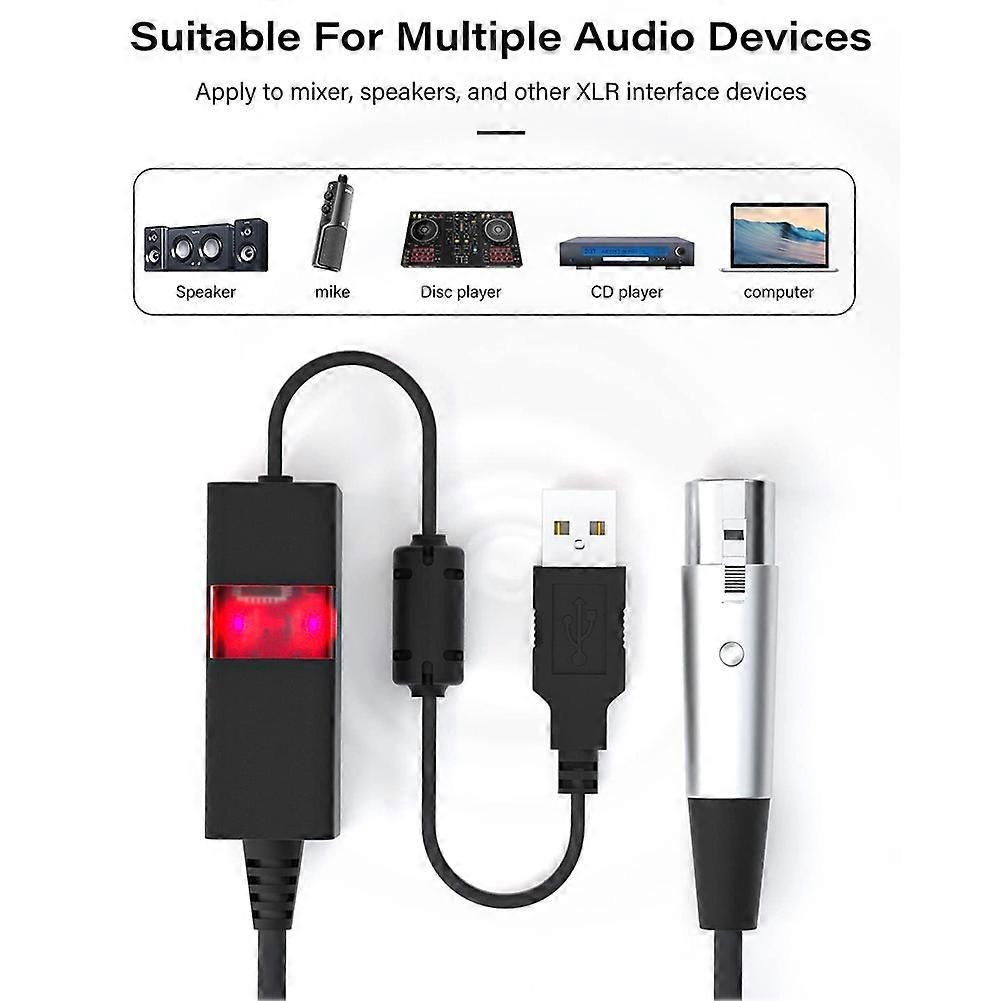 XLR to USB Cable - Recording Cable for Microphone, Coaxial Adapter