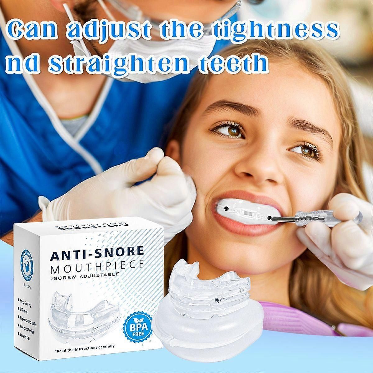Adjustable Anti-Snoring Mouthpiece - Reduces Snoring, Food-Grade Silicone