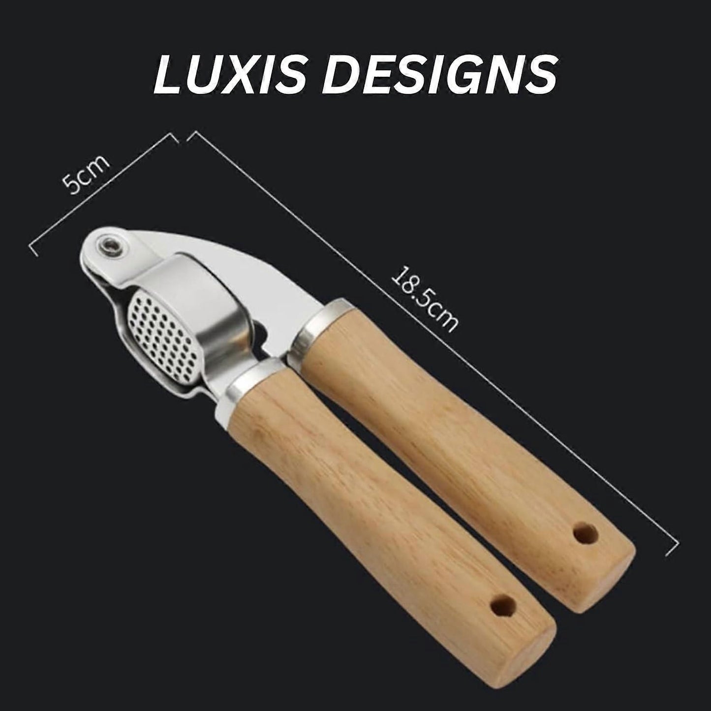 Garlic Press & Mincer Set - Rust-Proof Bowl, Dishwasher Secure, Wooden Peeler Included