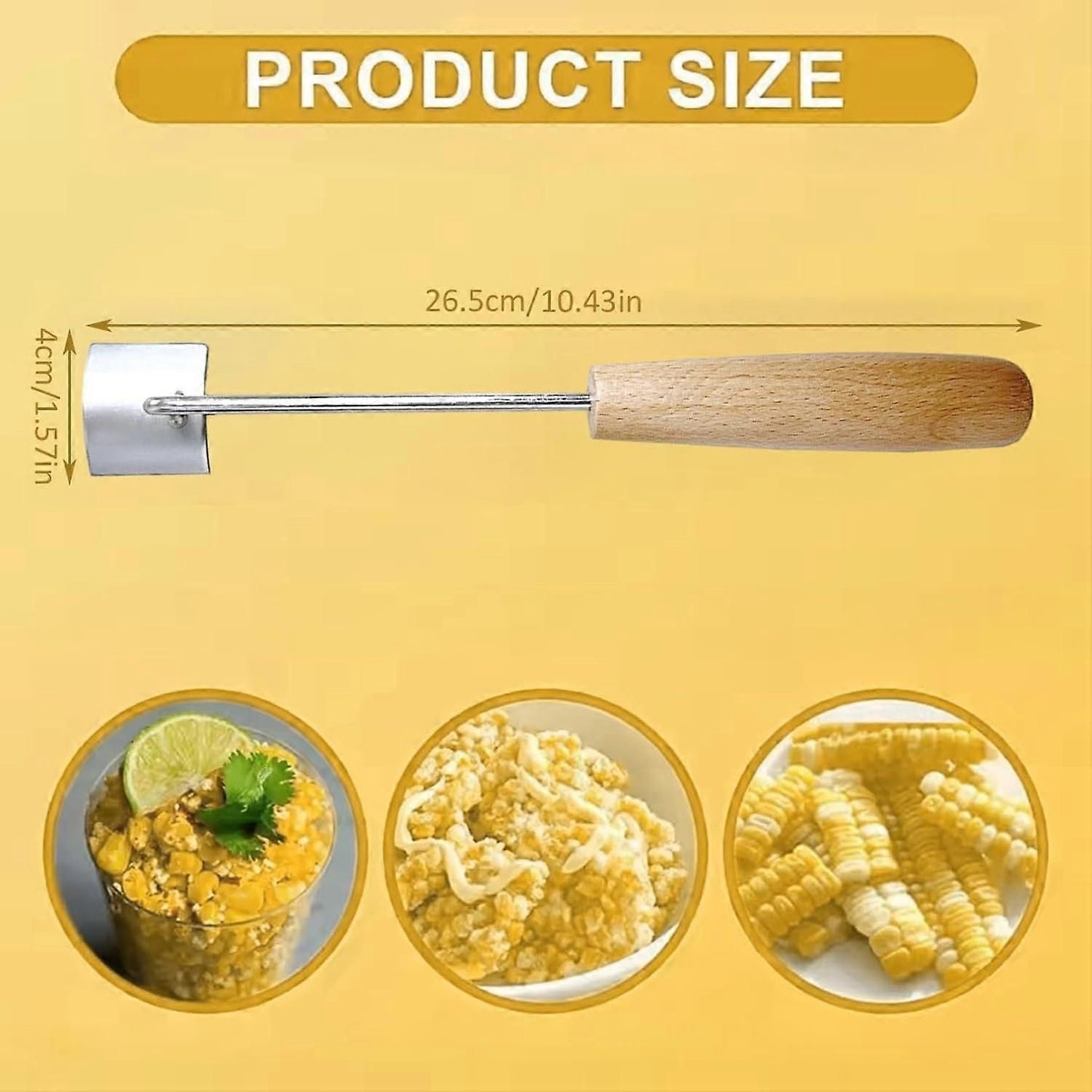 2PCS Stainless Steel Corn Stripper with Wooden Handle - Fast Kernel Removal