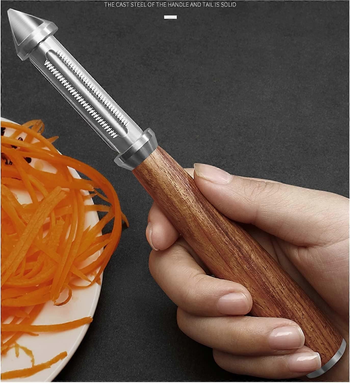 Universal Fruit & Vegetable Peeler - Extra Sharp Toothed Double Edge, Wooden Handle