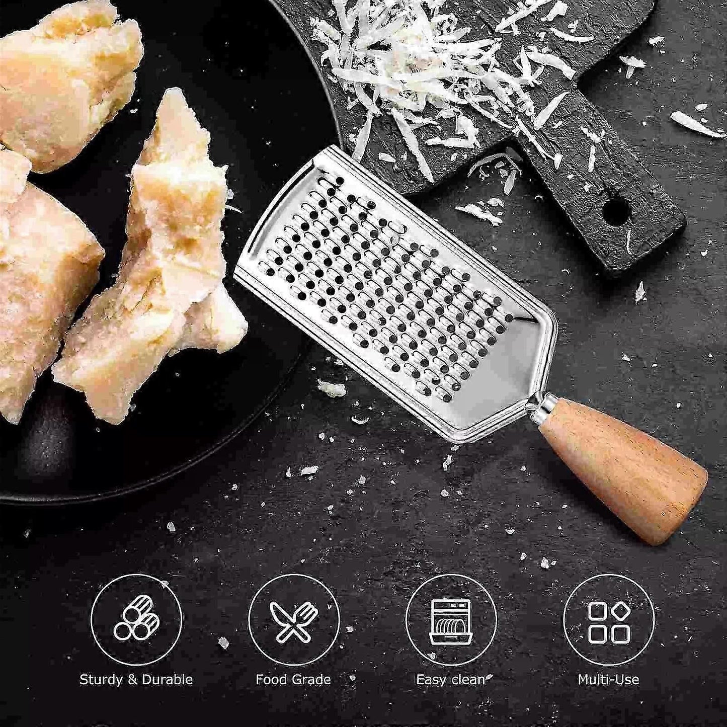 Wooden Handle Cheese Grater & Vegetable Slicer - Potato Peeler, Kitchen Tool
