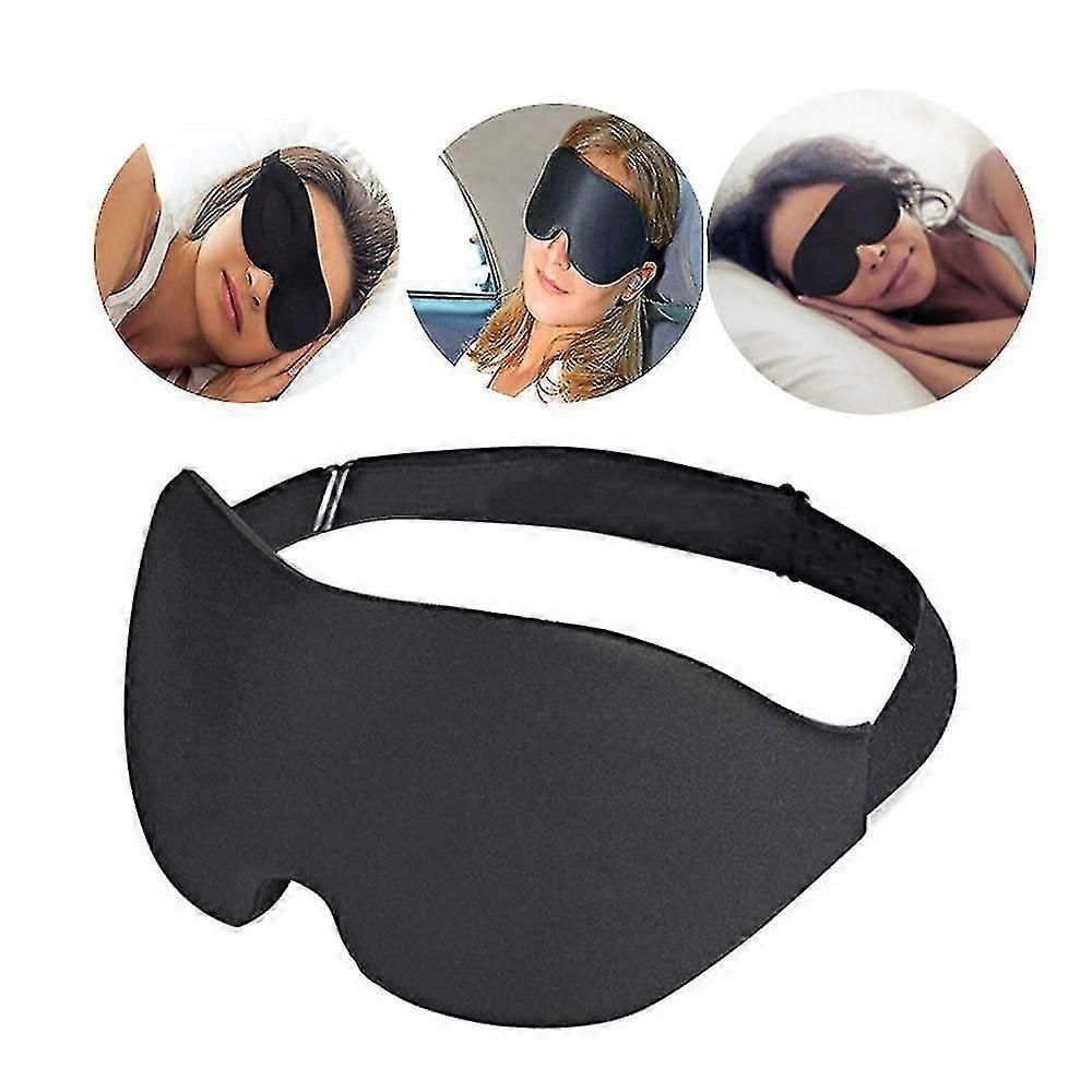 2pcs 3D Silk Sleep Mask - Black, Adjustable, Memory Foam