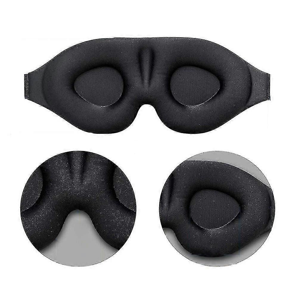 2pcs 3D Silk Sleep Mask - Black, Adjustable, Memory Foam