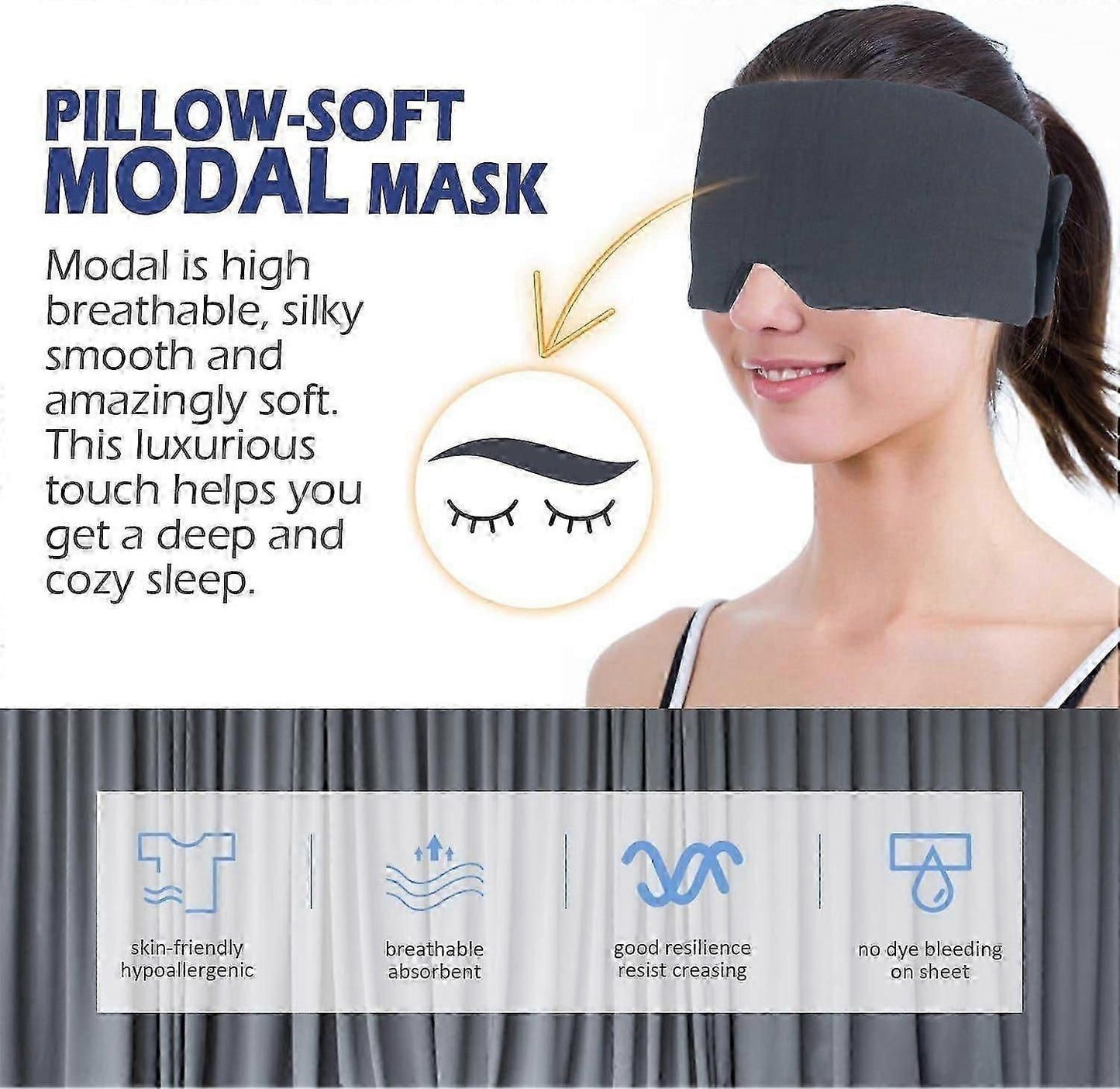 Modal Blackout Sleeping Mask - Super Soft, Adjustable Strap, for Men & Women