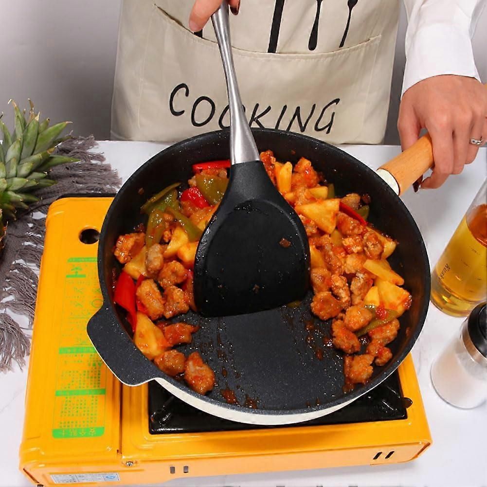 Reusable Kitchen Utensil Set - Non-Stick, Black, Stainless Steel & Silicone