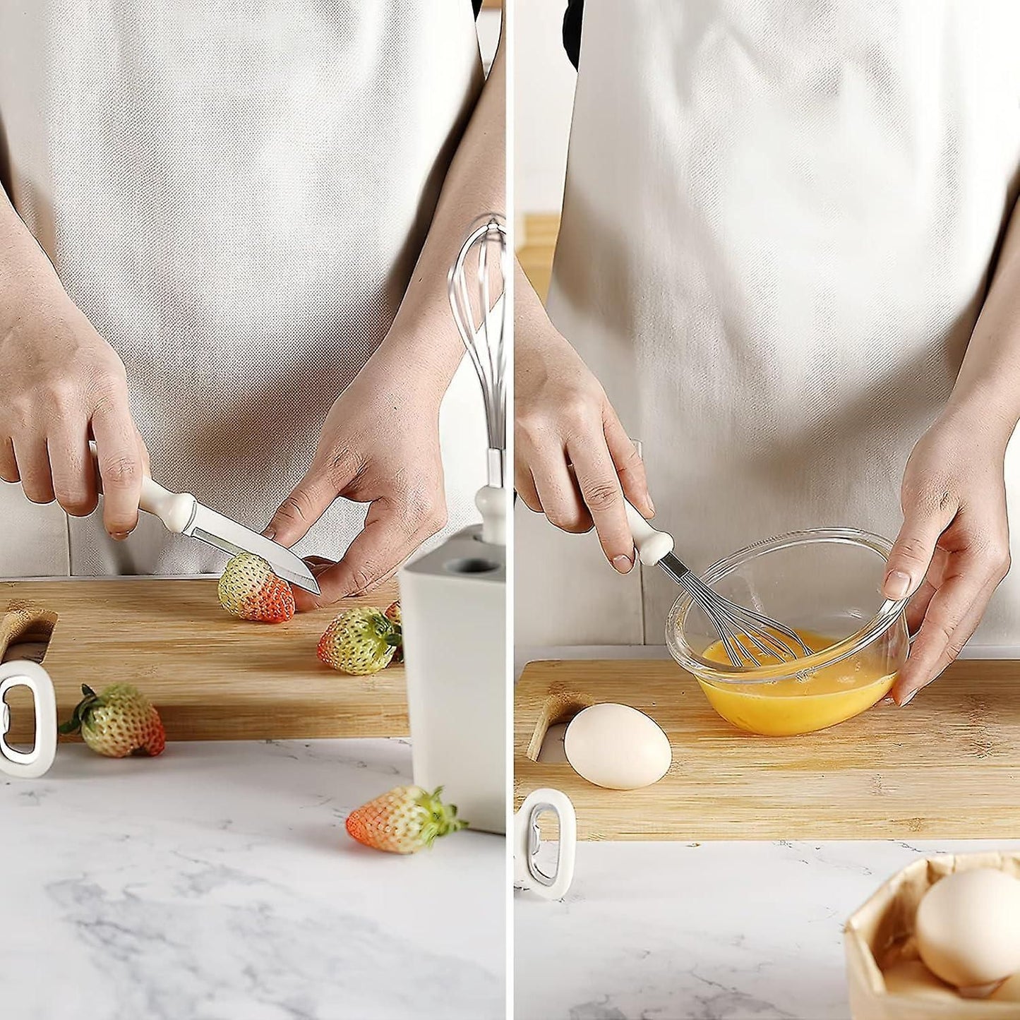 5-Piece Kitchen Gadget Set - Stainless Steel with Wooden Handles, Storage Box