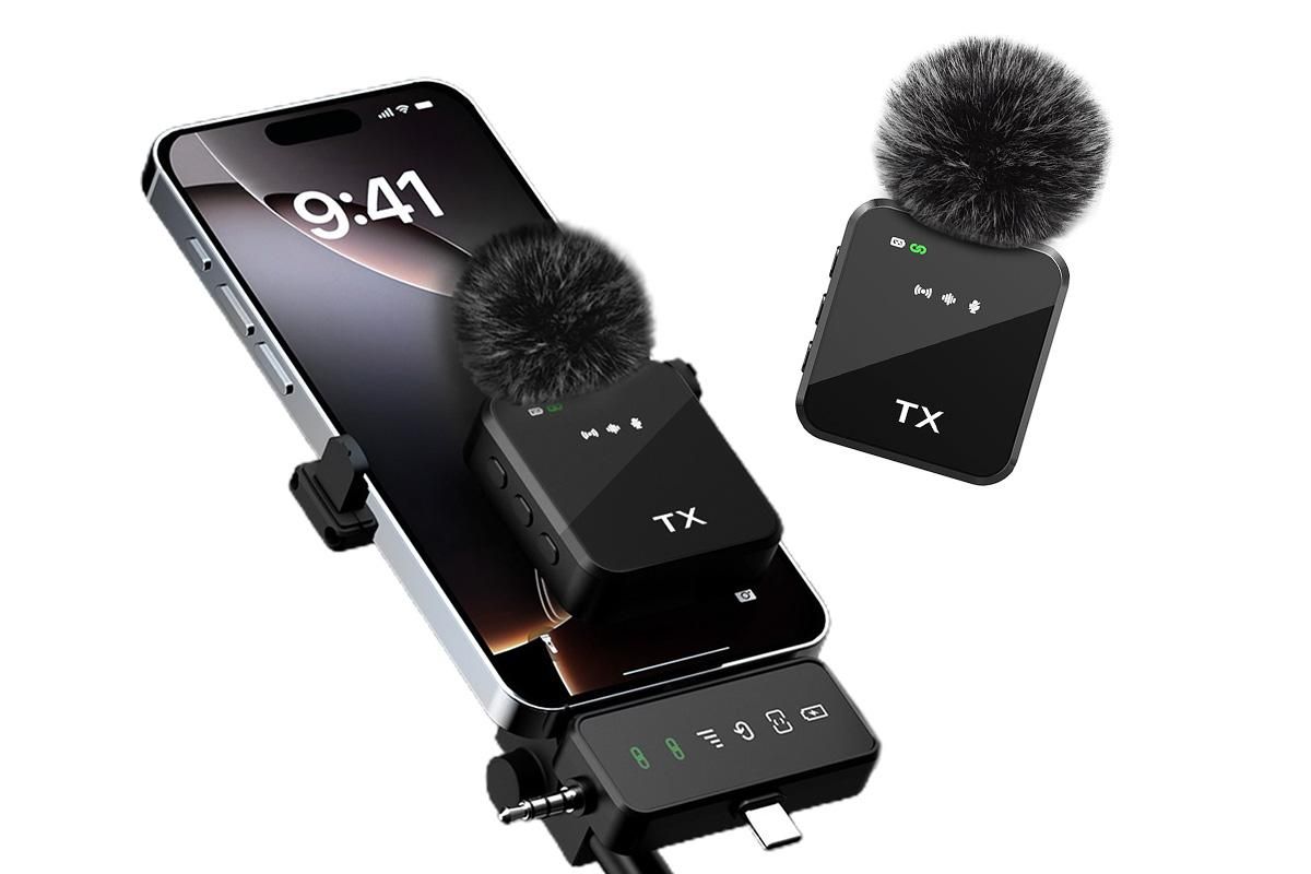 3 in 1 Microphone for iPhone/Android/Camera Mini Microphone ireless Lavalier Microphone for Record Interview Vlogs YouTube Tiktok