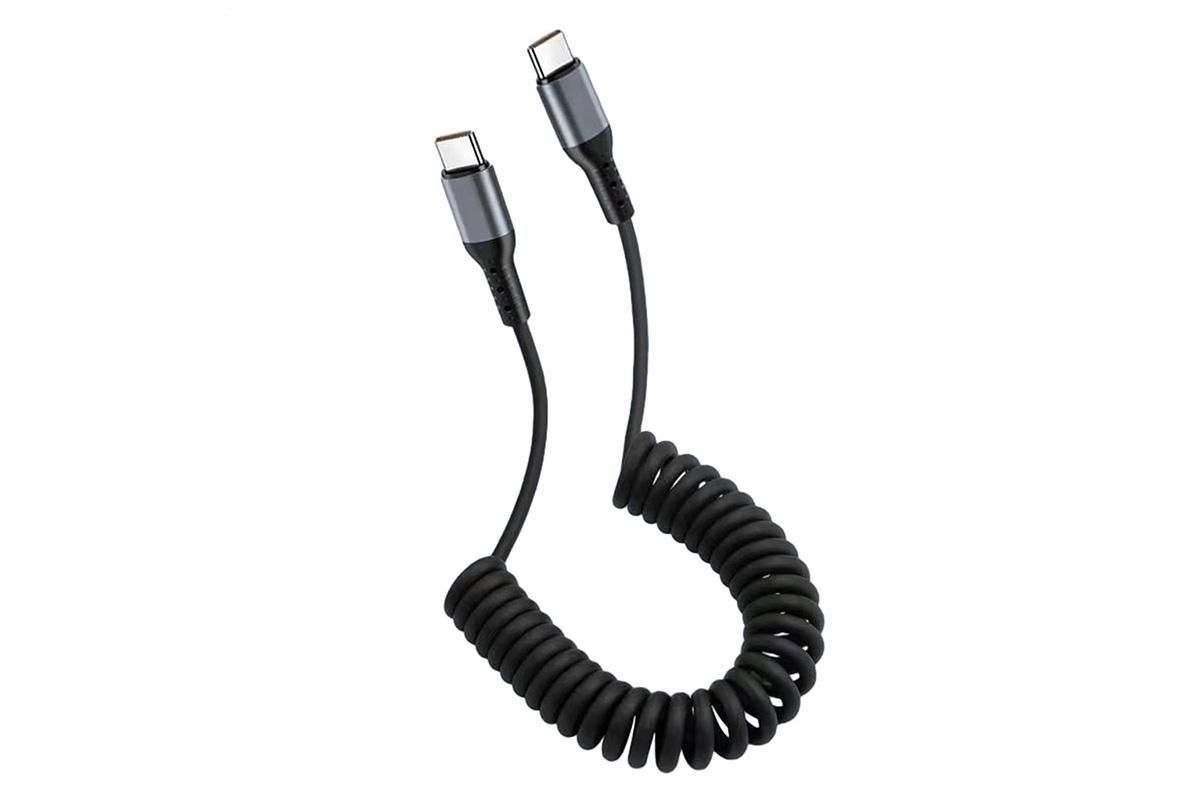 USB C To C Cable Car Coiled Type C Charging Cable For iPhone Samsung