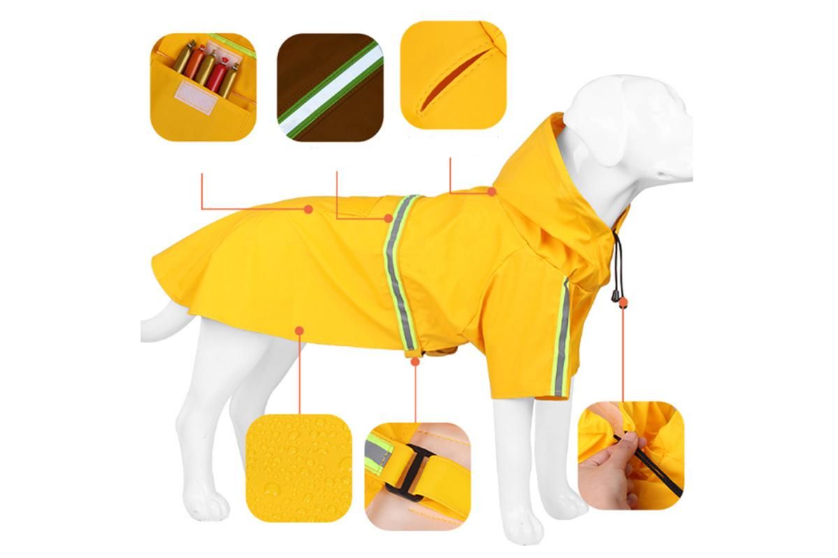 Pet Raincoat Outdoor Waterproof Dog Poncho for Small and Medium Dogs - Yellow