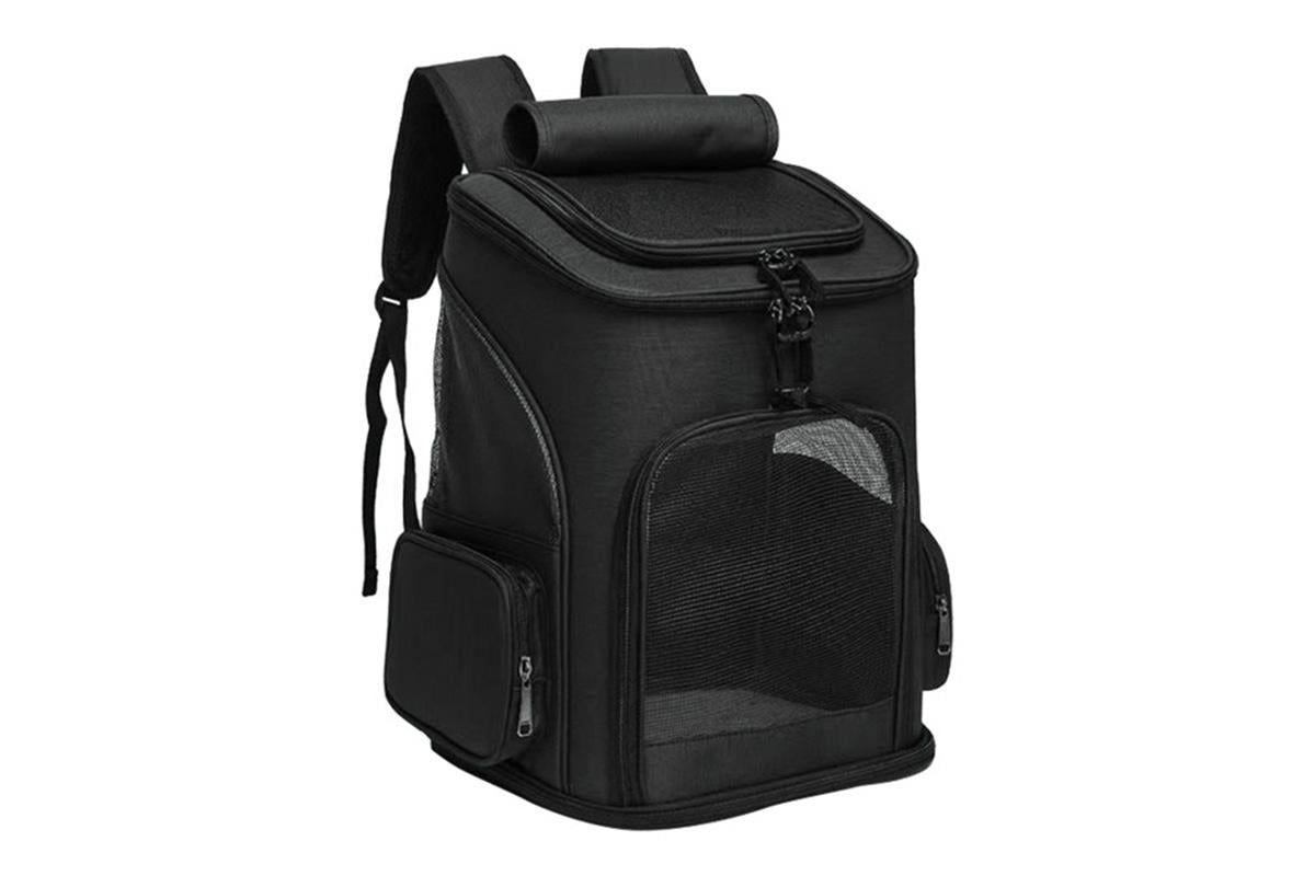 Expandable Large Cat Backpack Carrier for Small Pets - Black
