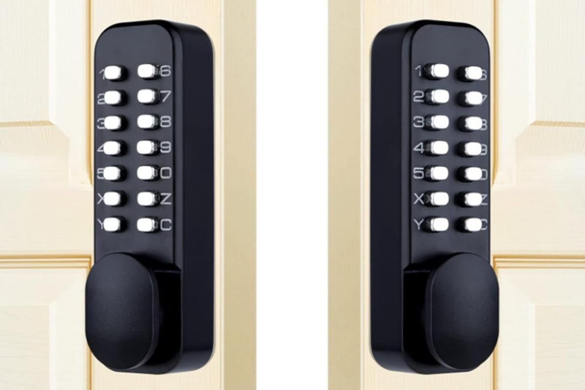 Gate Door Locks Set with Keypad Mechanical Keyless Entry Door Lock for Garden Garage Yard -Black