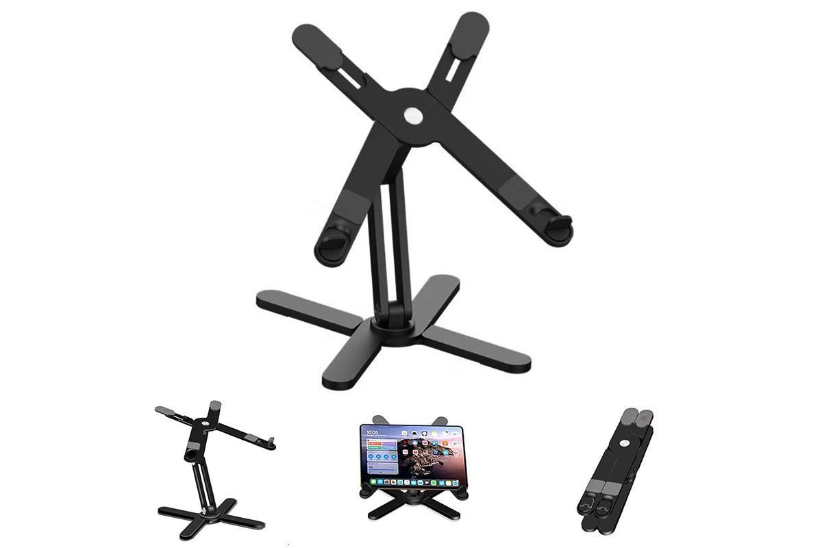 360 Degree Rotating Aluminum Laptop Stand Adjustable Desktop Holder for Notebook - Black
