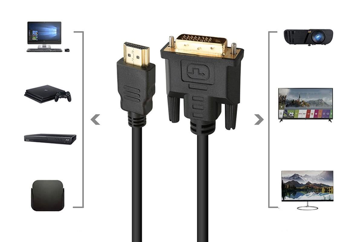 HDMI to DVI-D 24+1 Pin Digital Cable Lead for HDTV PS3 PS4 Switch 360 TV - 1.5m