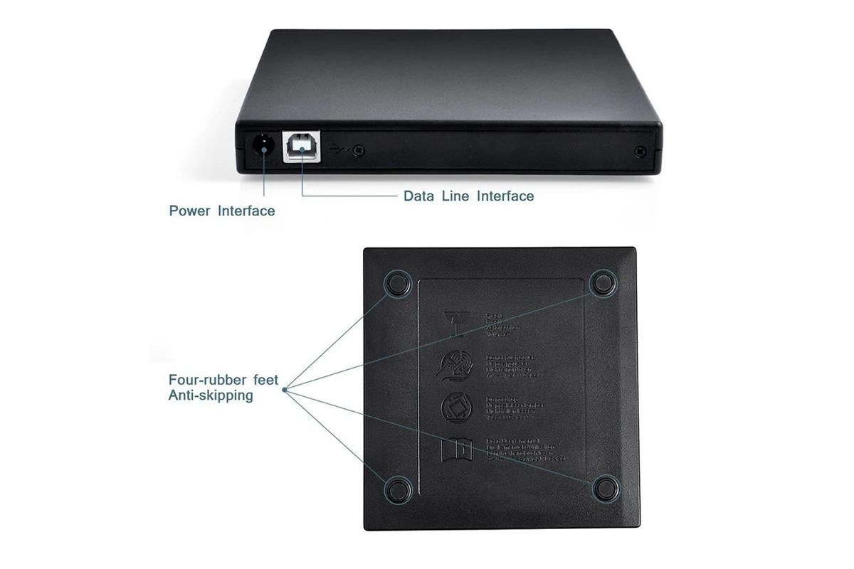 USB 2.0 Slim Protable External CD-RW Drive Writer Player for Laptop Notebook PC Desktop Computer -Black