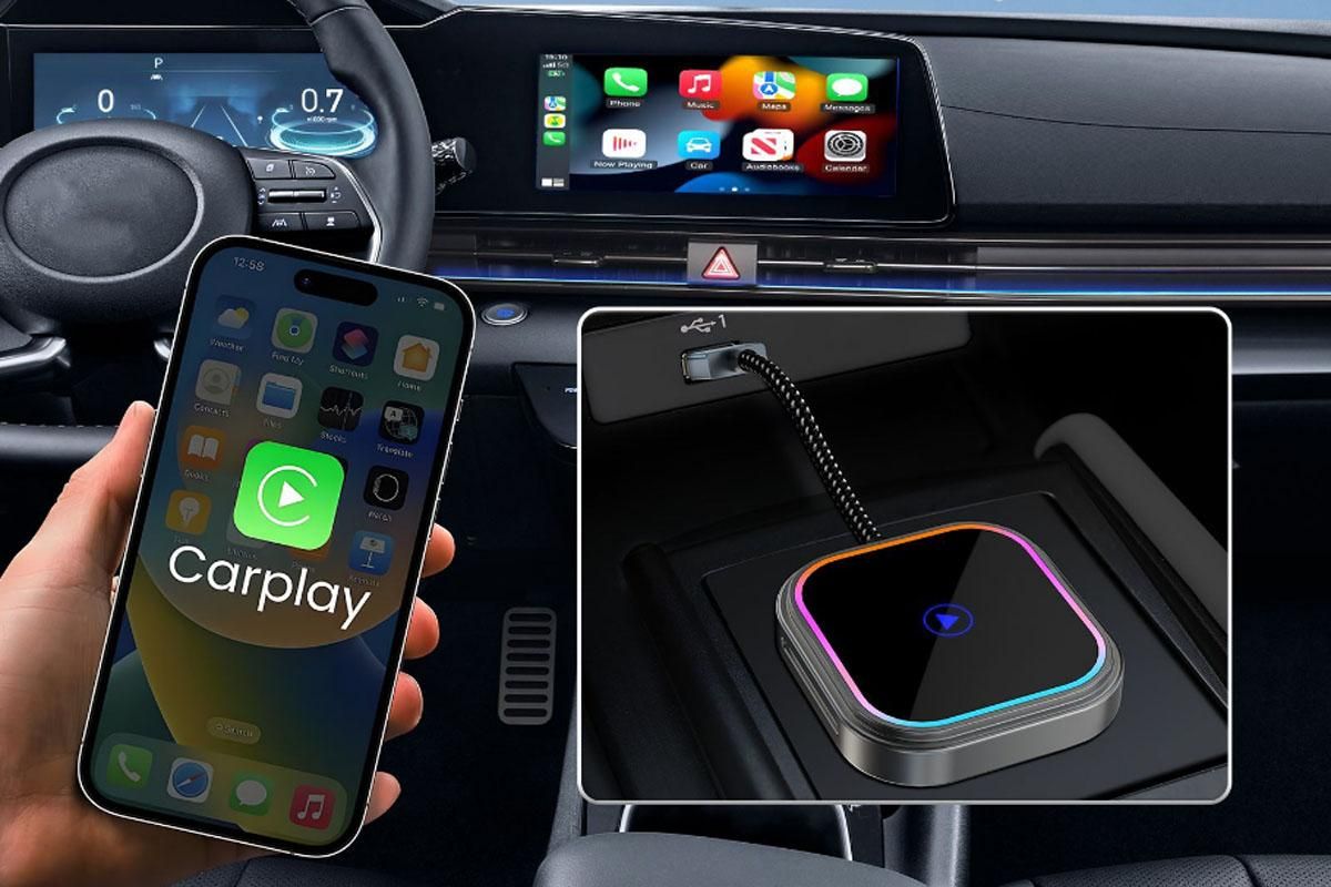 Wireless CarPlay Adapter for Car USB to Type-C Plug and Play Compatible with iPhone