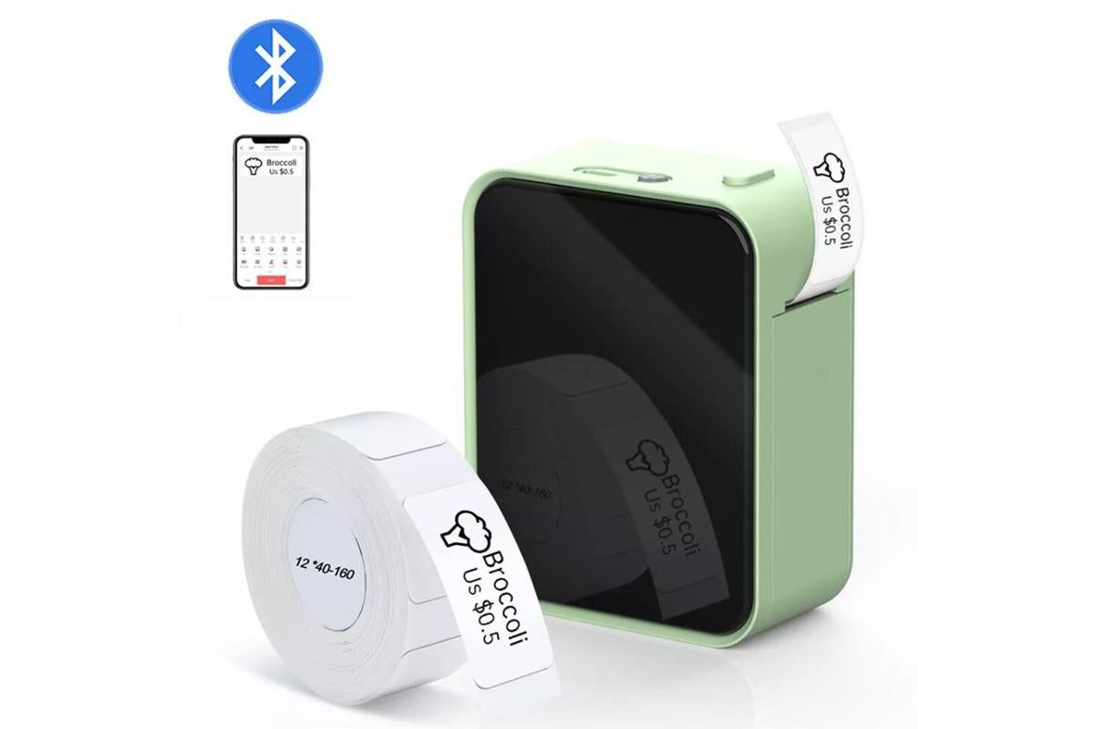 Bluetooth Label Maker Machine Wireless Thermal Label Printer Sticker Printer -Green