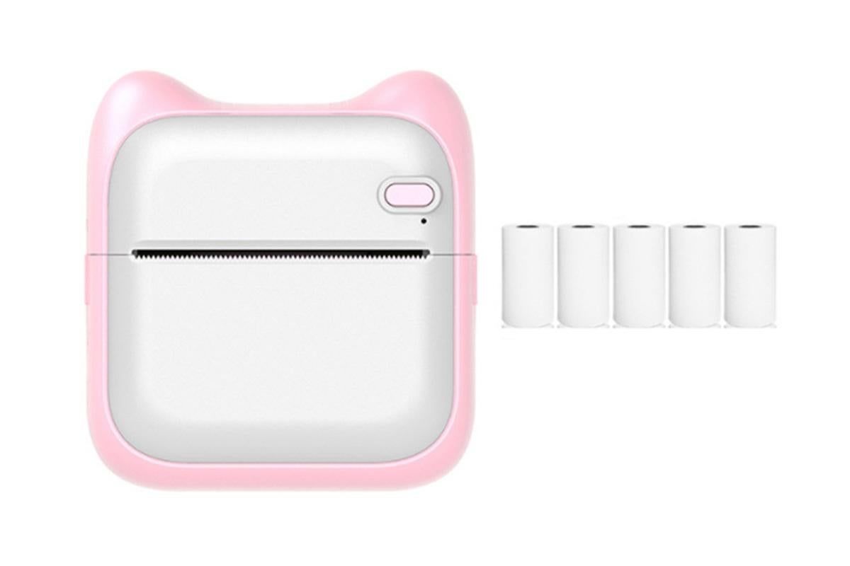 Mini Pocket Wireless Small Thermal Pocket Sticker Printer Bluetooth Inkless Printer Portable Mobile Phone Picture Receipt Printer -Pink