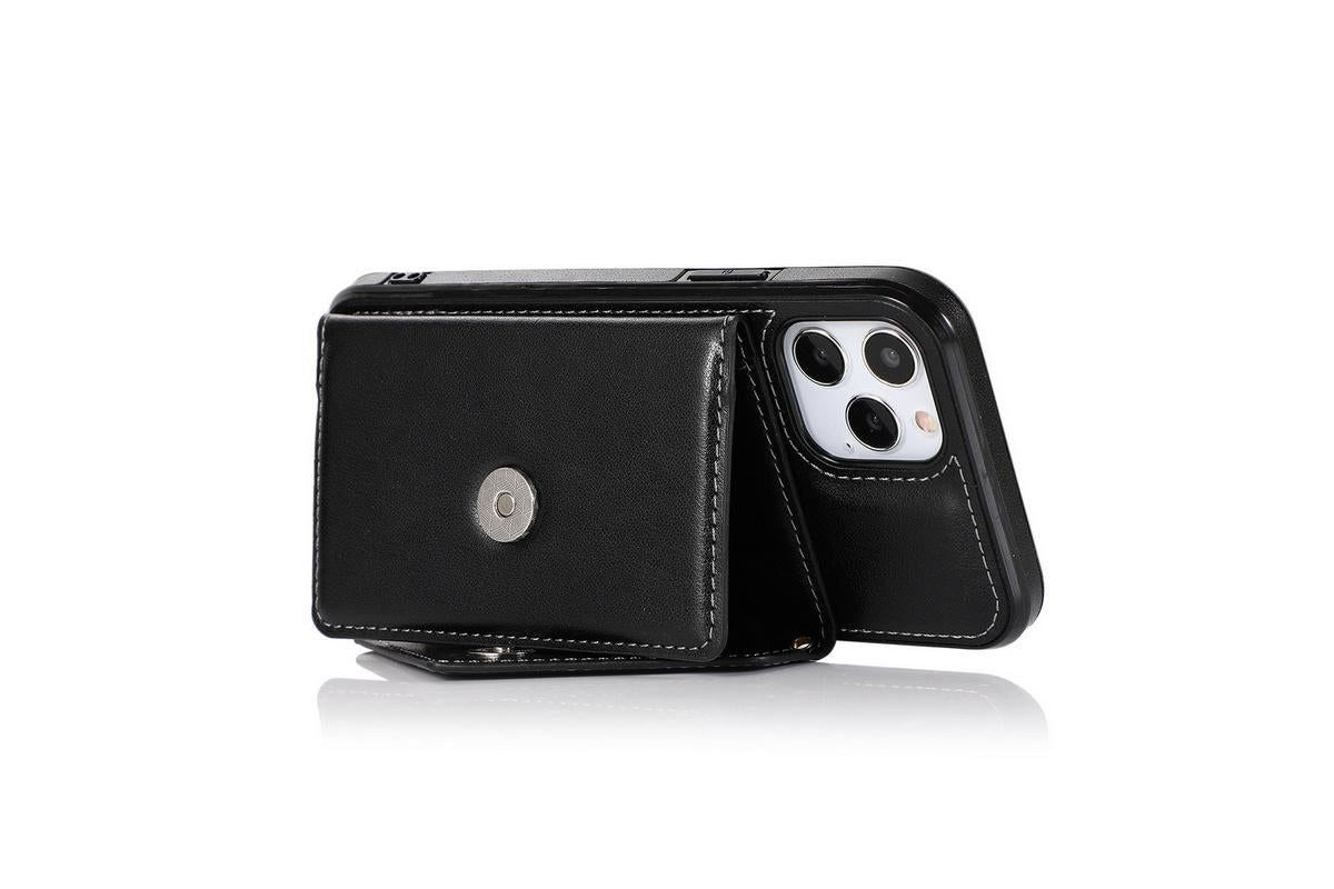 PU Leather Crossbody Phone Case Cover Wallet Card Holder for iPhone 13 Series -Black /iPhone13 6.1