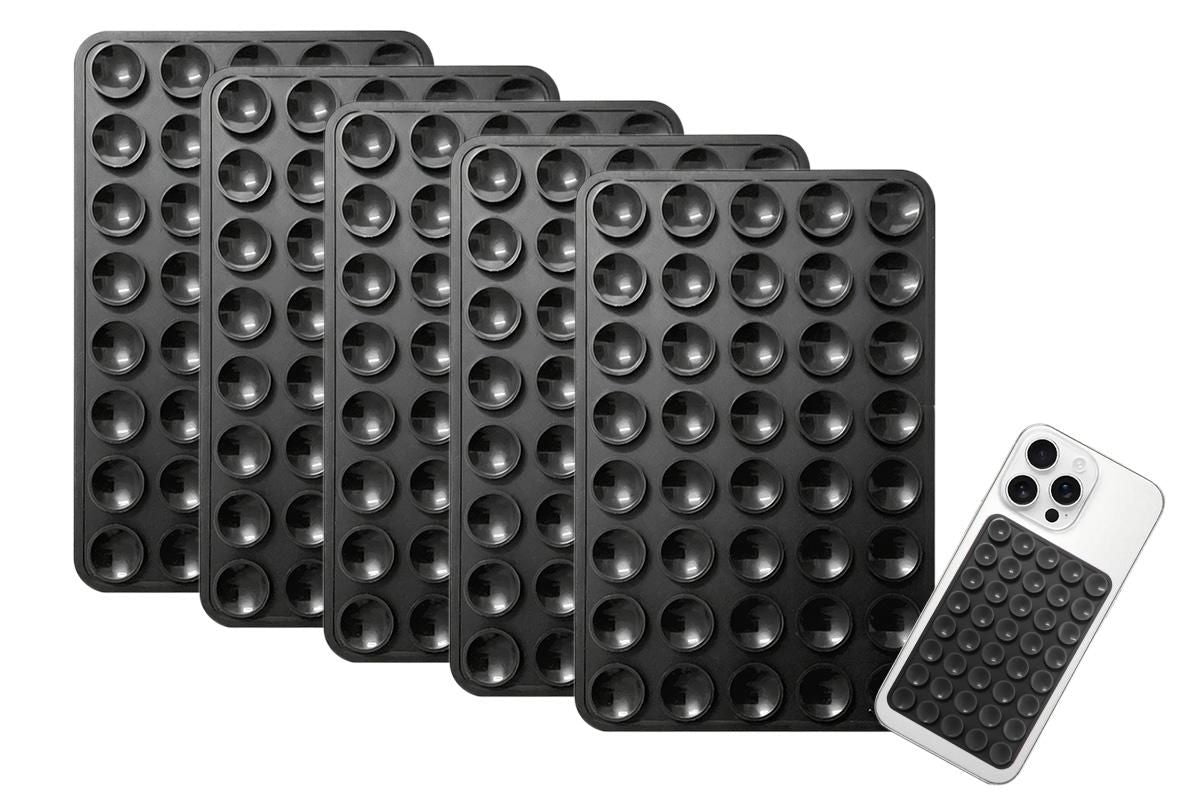 5 Pack Double Sided Silicone Phone Suction Pad 80 Stickers Grip for Car Desk Holder - Black