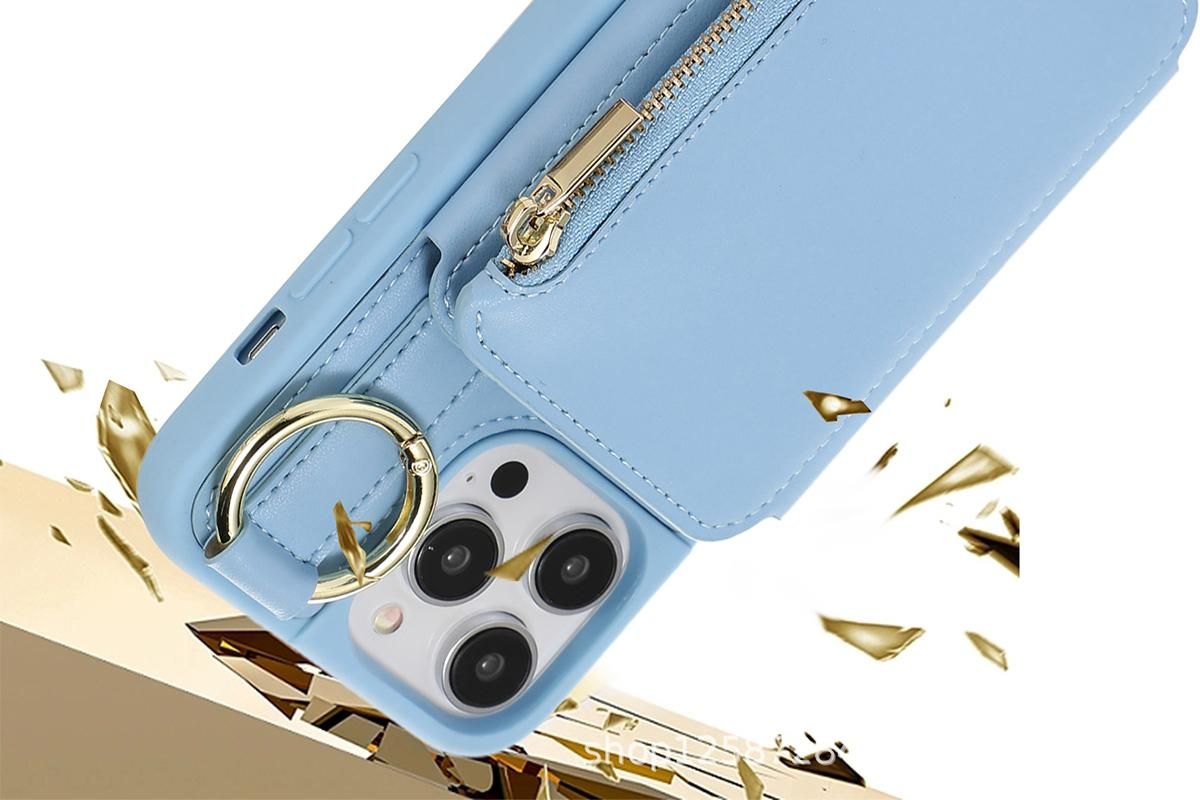 PU Leather Phone Case Wallet Purse for iPhone 14 Series -Blue /iPhone 14