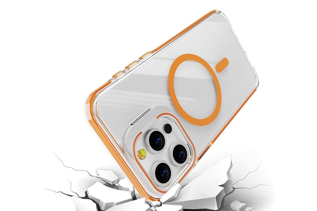 For iPhone 16 Series Phone Case with Stand Full Body Case -Orange /iPhone 16 Pro